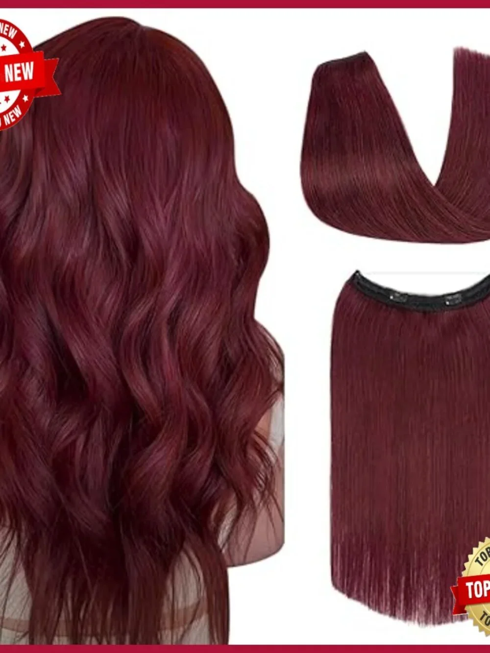 16 Inch Human Hair Halo Extensions with Invisible Wire Adjustable Fit